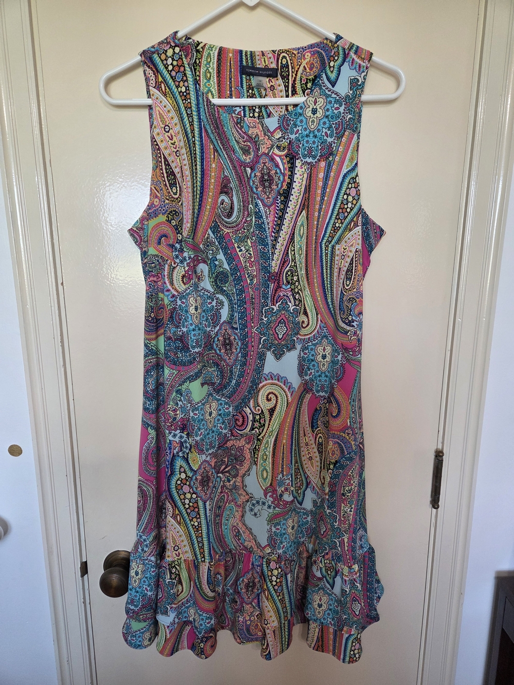 NWT Tommy Hilfiger Women's Size M Paisley-Print Ruffle-Hem Dress Multicolor